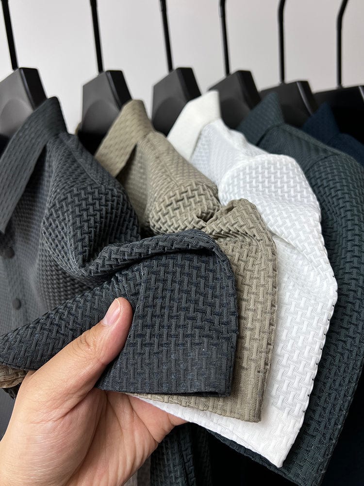Long-sleeve waffle knit polos in several colors