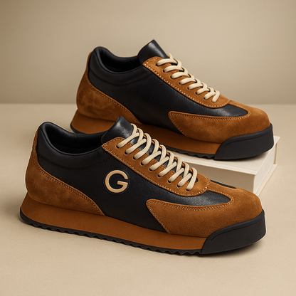 Brown two-tone retro sneakers