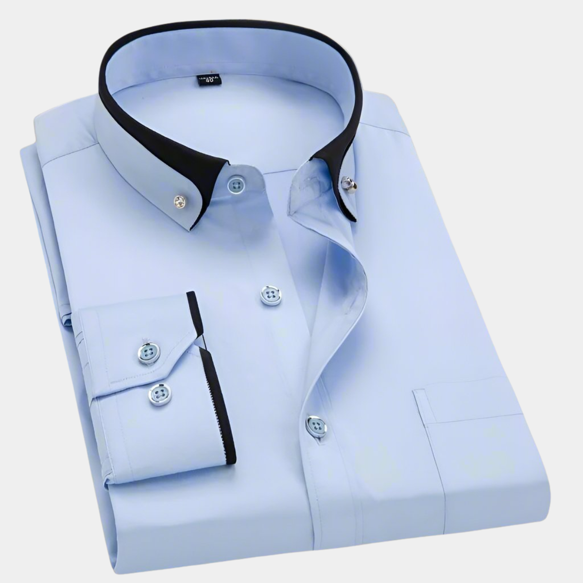 Light blue contrast-collar button-down shirt, folded