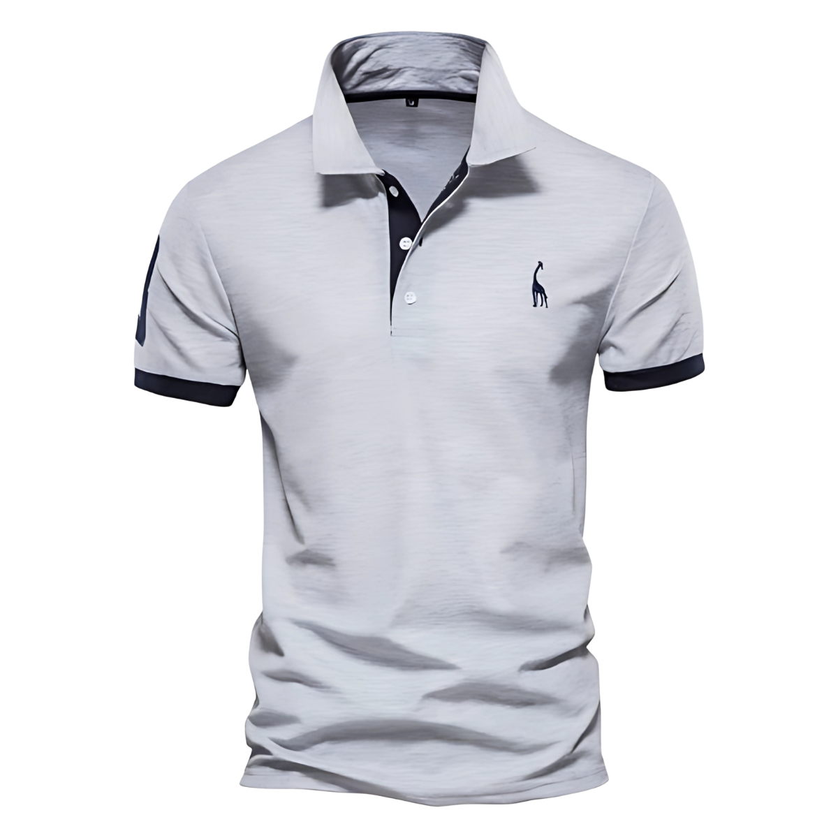 Gray contrast cuff polo shirt