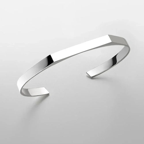 Silver-tone angular open cuff bracelet