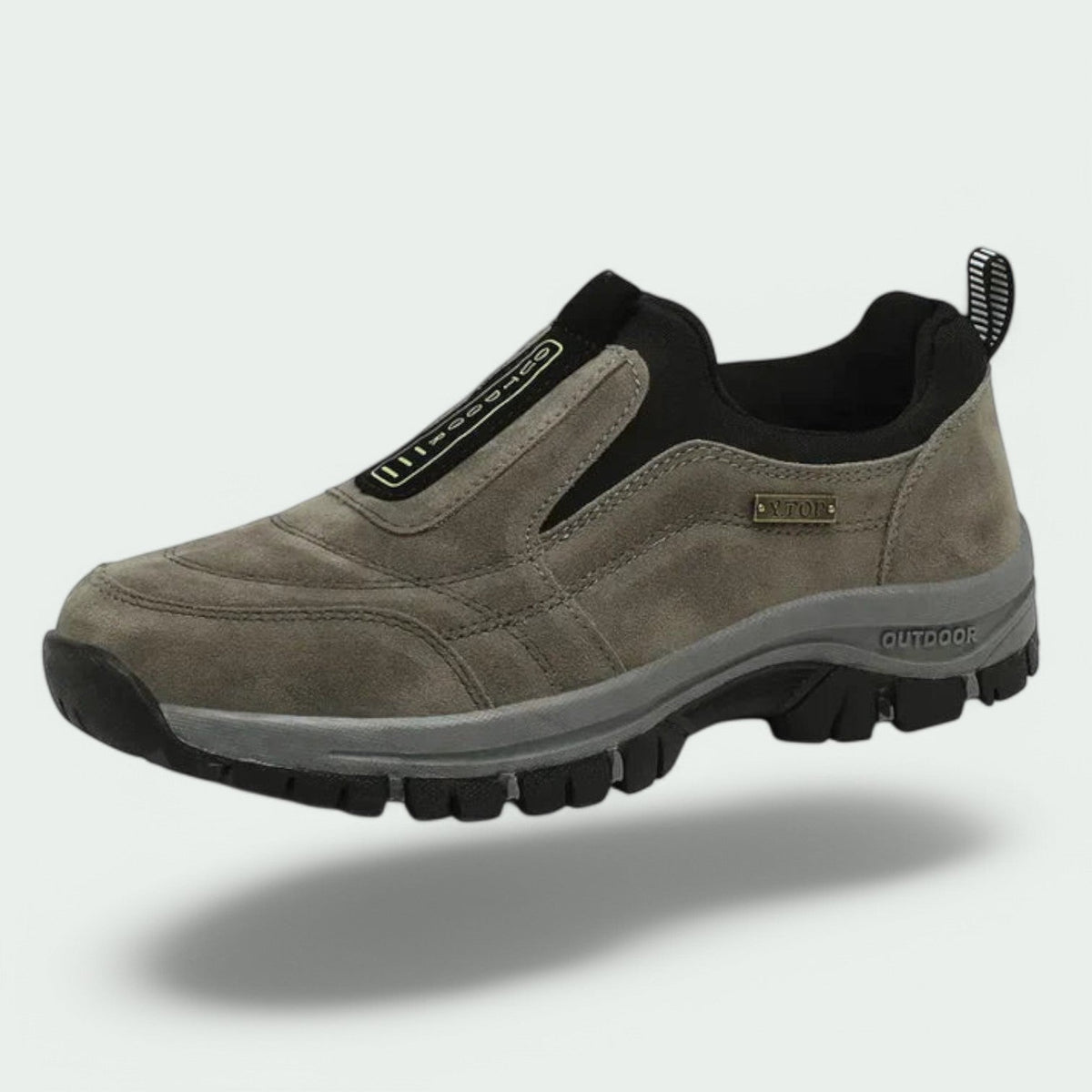Taupe slip-on lug-sole walking shoe