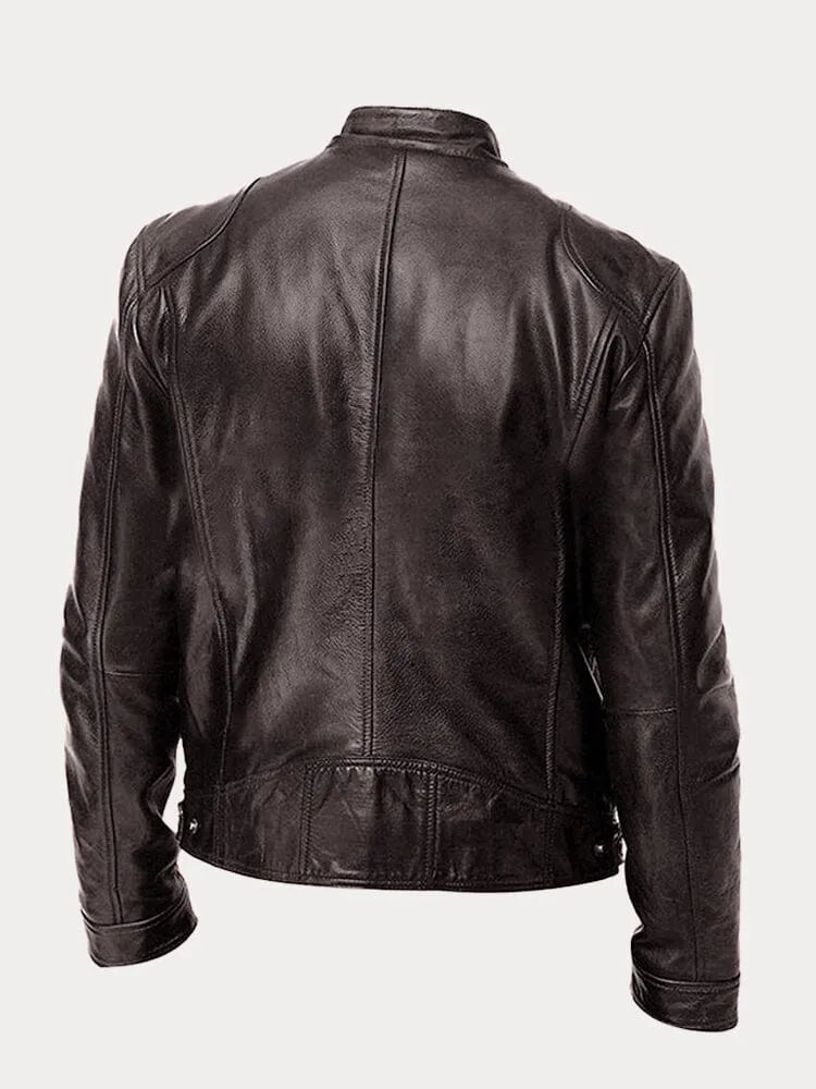 Back of the brown cafe racer jacket