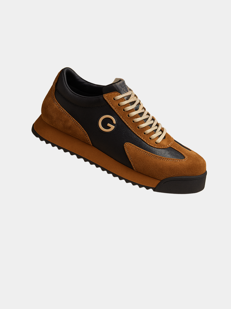 Brown two-tone retro sneaker