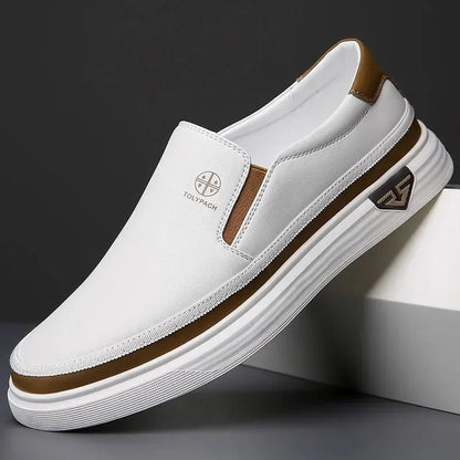 White contrast-stripe slip-on sneaker